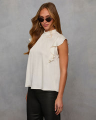 Tacie Mockneck Ruffle Sleeve Blouse