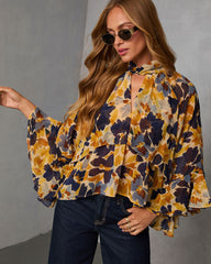 Wildflower Whimsy Printed Mock Neck Top