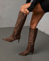 Golden Fig Leopard Print Knee High Boots