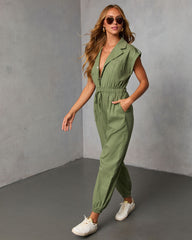 Dalena Short Sleeve Tie Waist Jumpsuit