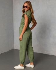 Dalena Short Sleeve Tie Waist Jumpsuit