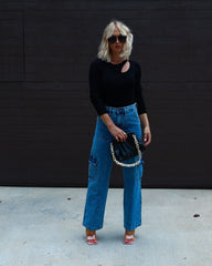 Montclair Cutout Ribbed Knit Sweater Top