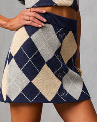 Heritage Grid Knit Argyle Mini Skirt