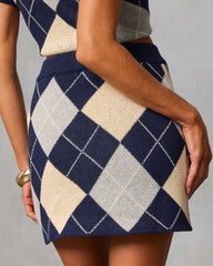 Heritage Grid Knit Argyle Mini Skirt