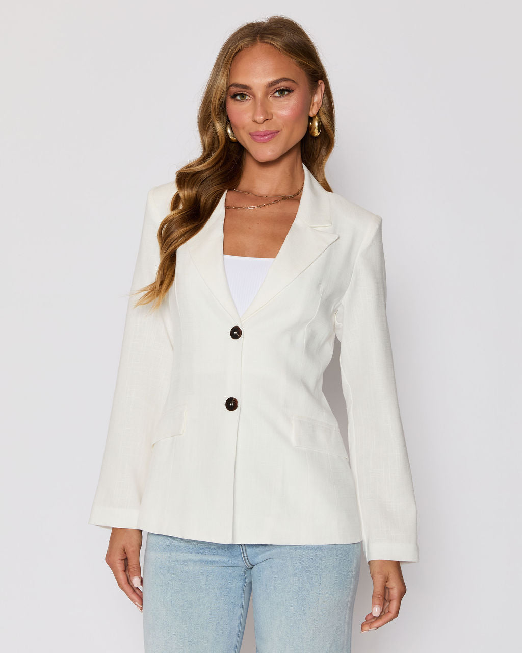 Sandy Linen Pocketed Blazer