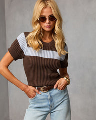 Saleen Contrast Ribbed Knit Top
