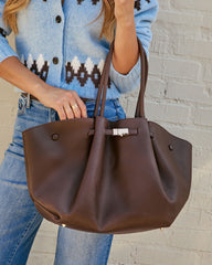 Delena Buckle Leather Tote Bag