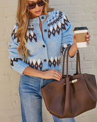 Delena Buckle Leather Tote Bag