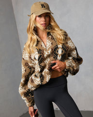 Vanilla Mist Aztec Print Quarter Zip Jacket