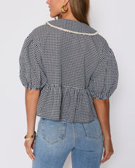 Hart Collared Gingham Babydoll Top