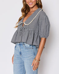 Hart Collared Gingham Babydoll Top