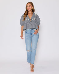 Hart Collared Gingham Babydoll Top