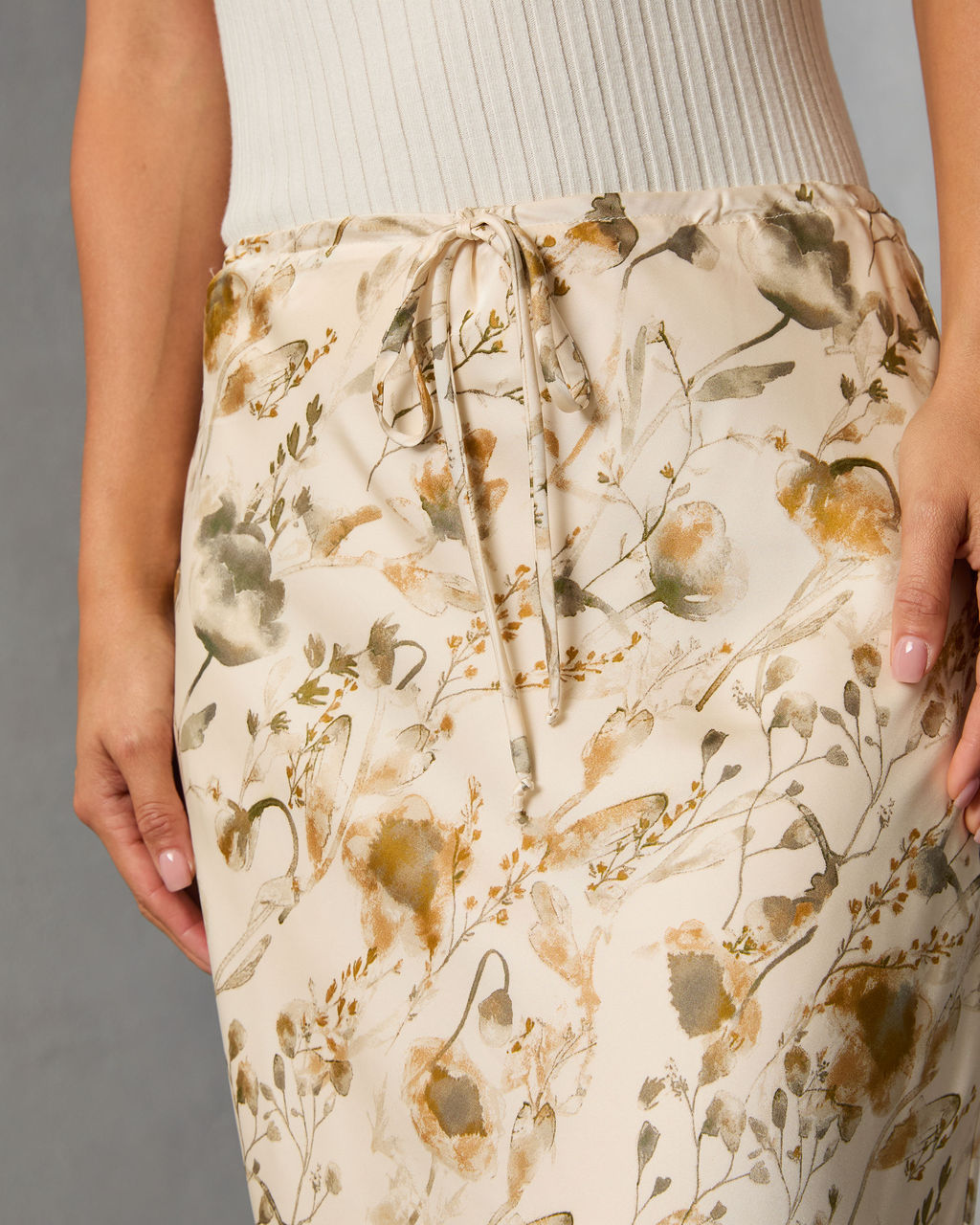 Crushed Maple Printed Midi Skirt