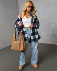 Elysie Curled Knit Plaid Jacket