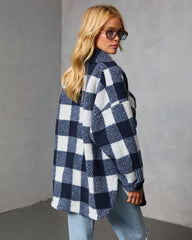 Elysie Curled Knit Plaid Jacket