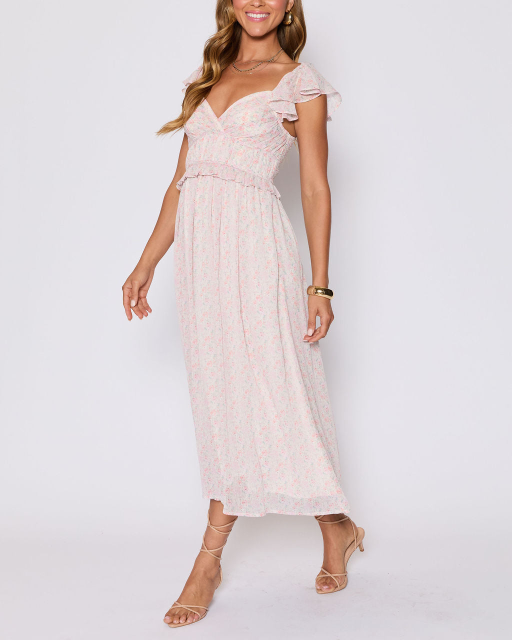 Enchanted Smocked Ruffle Floral Maxi Dress