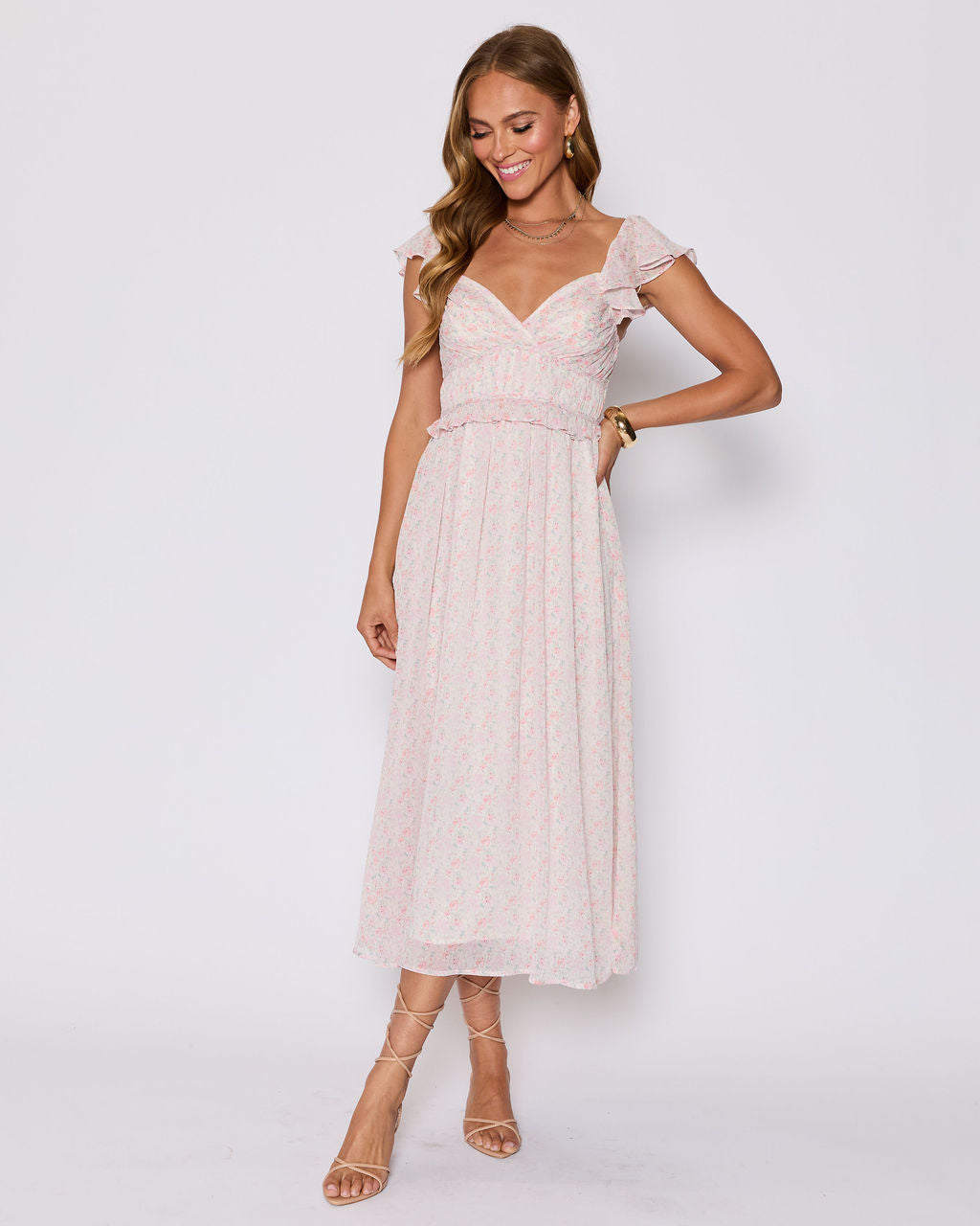 Enchanted Smocked Ruffle Floral Maxi Dress