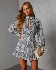 Lindsae Contrast Eyelet Stitch Mini Dress