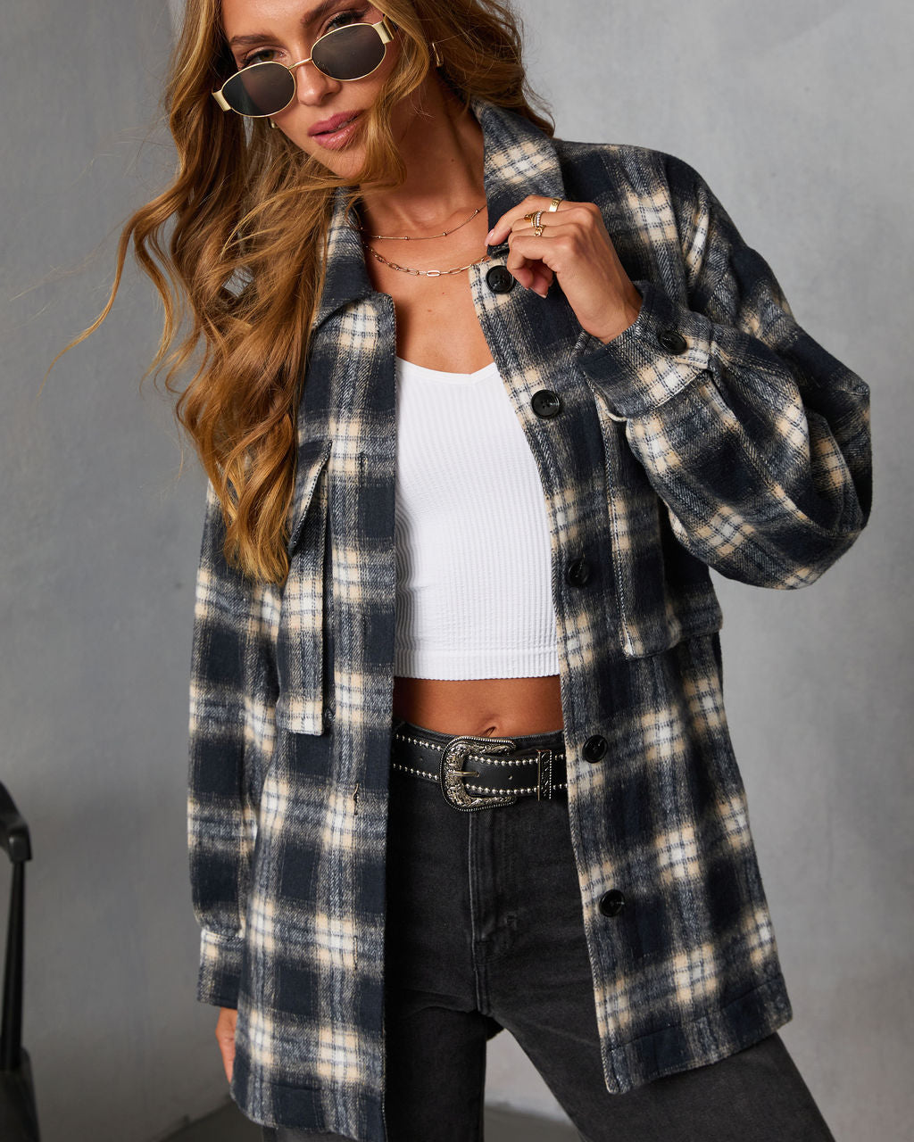 Tawny Grace Plaid Shirt Jacket