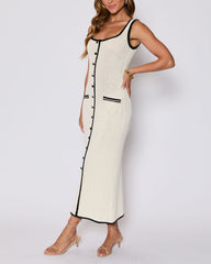 Contour Button Down Knit Midi Dress