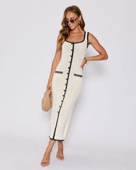 Contour Button Down Knit Midi Dress