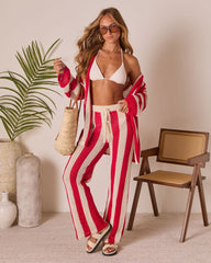 Zenya Cove Crochet Striped Cover Up Hooded Cardigan