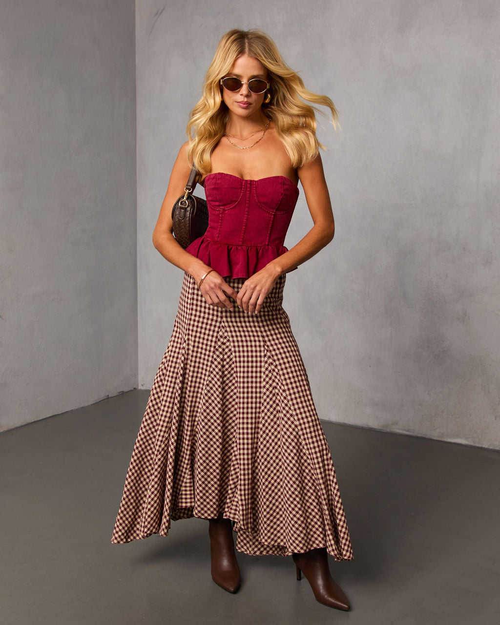 Agnis Denim Peplum Top