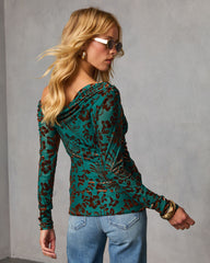 Ashen Lark Flocked Off The Shoulder Top