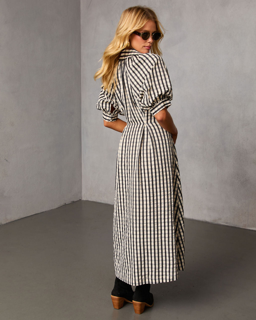 Arleen Gingham Midi Shirt Dress
