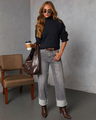 Malia Mock Neck Seamed Sweater