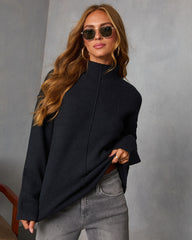 Malia Mock Neck Seamed Sweater