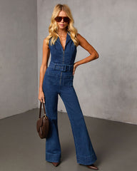 Sarlene Belted Denim Jumpsuit