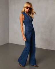 Sarlene Belted Denim Jumpsuit