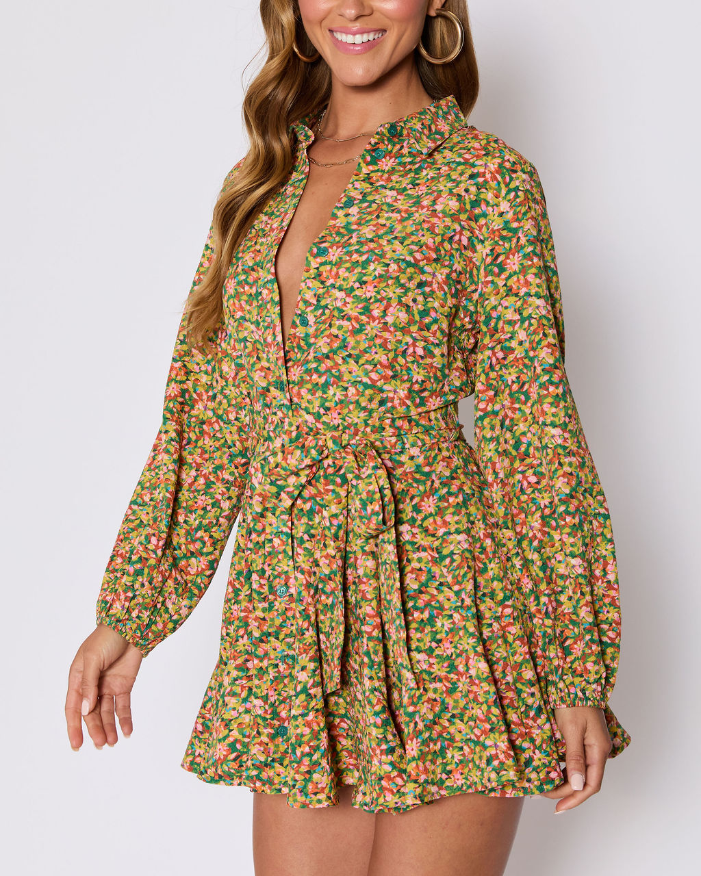 Fiona Floral Button Down Mini Dress