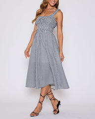 Georgia Gingham Fit and Flare Maxi Dress
