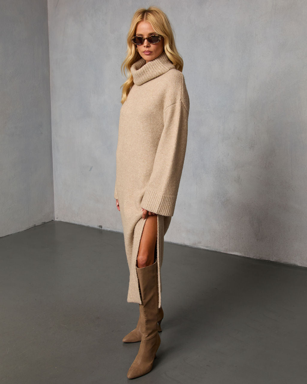 Roselle Turtleneck Midi Sweater Dress
