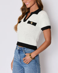 Polo Contrast Knit Top