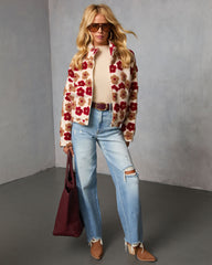 Morning Bloom Printed Sherpa Jacket