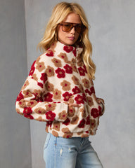 Morning Bloom Printed Sherpa Jacket