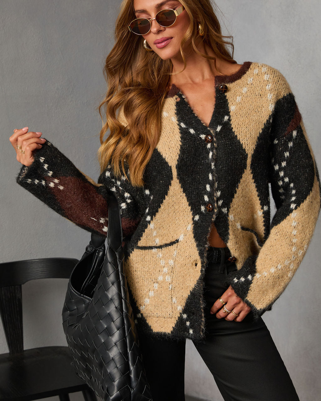 Paxtin Argyle Print Sweater