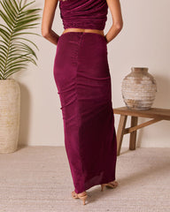 Palmaria Pleated Gathered Front Maxi Skirt