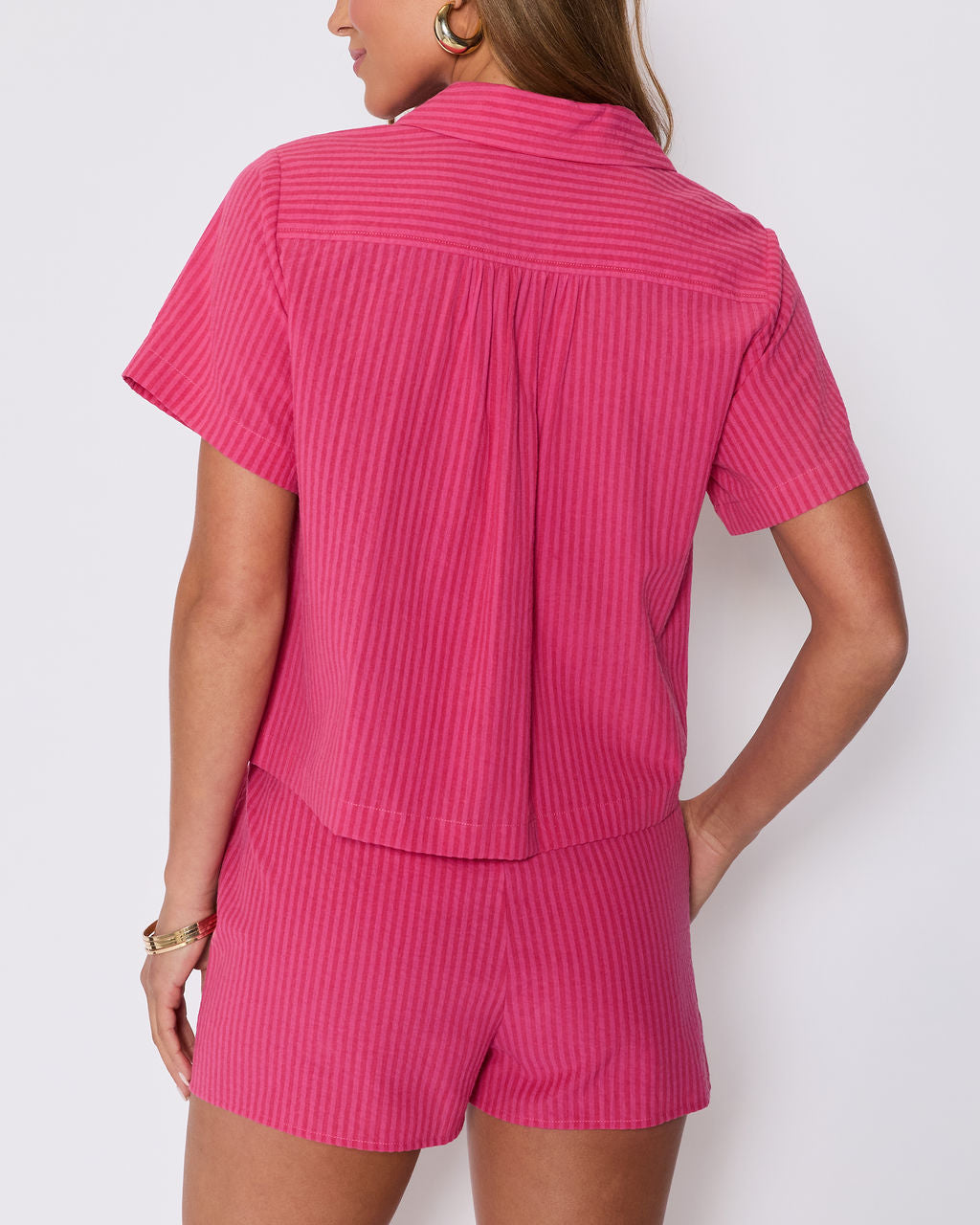 Mara Cotton Striped Tie Front Top