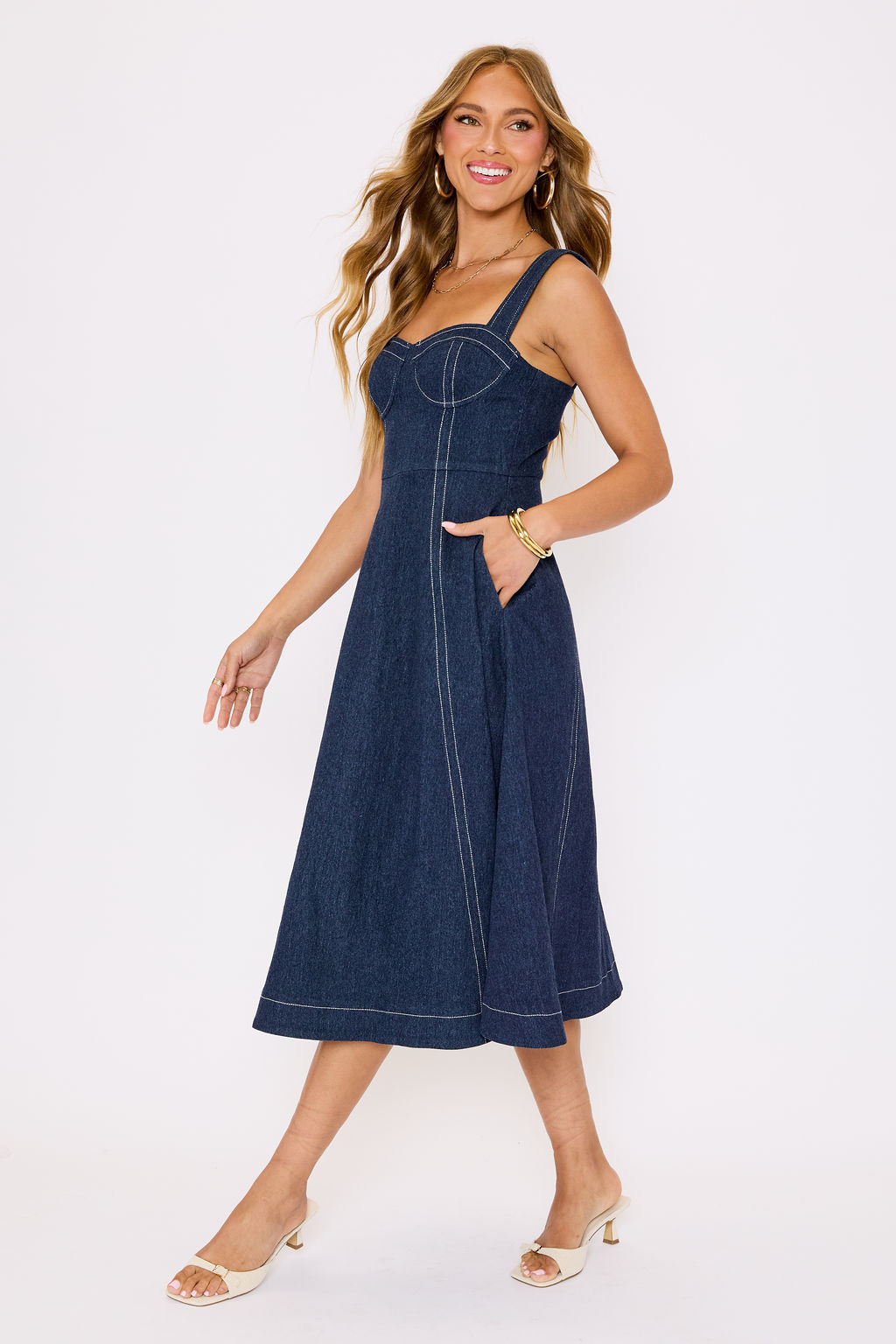 Rey Denim Midi Dress