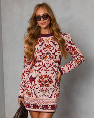 Wild Marigold Printed Mini Sweater Dress