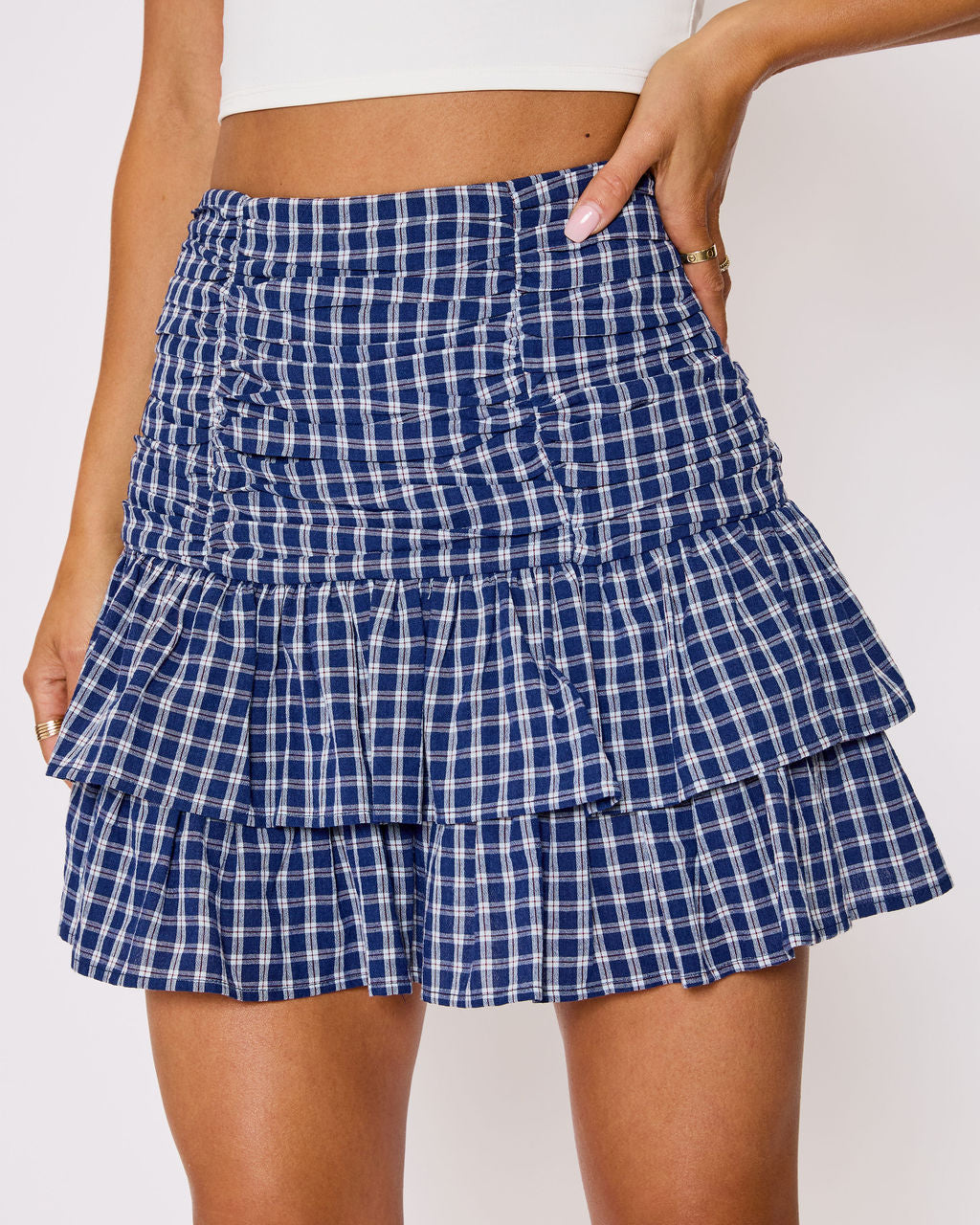 Natalie Plaid Ruffle Mini Skirt