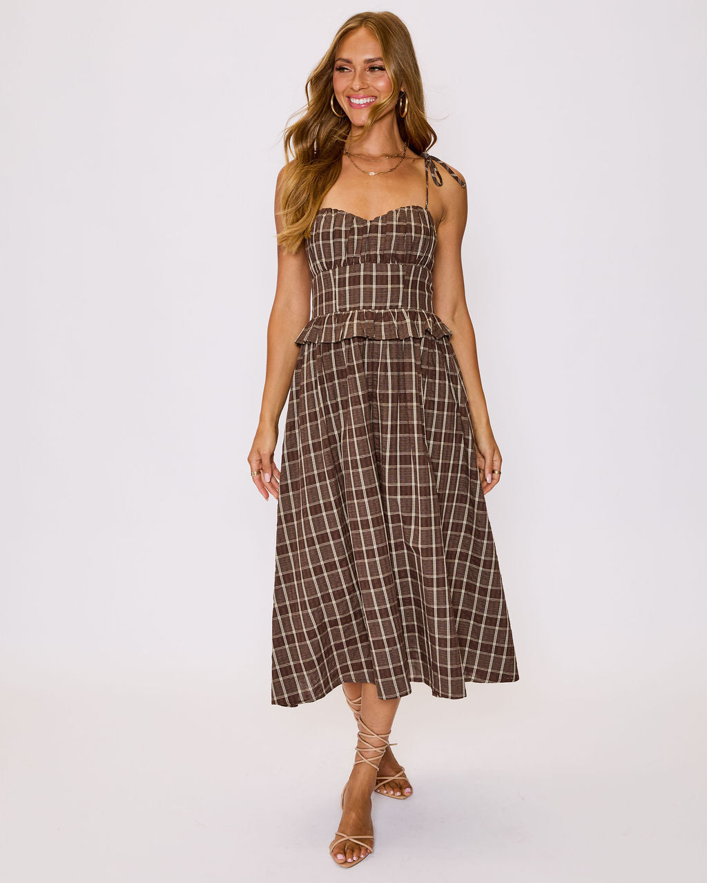 Emma Plaid Midi Dress