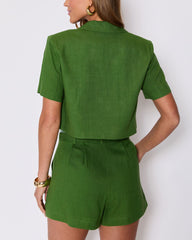 Modern Muse Cropped Short Sleeve Blazer