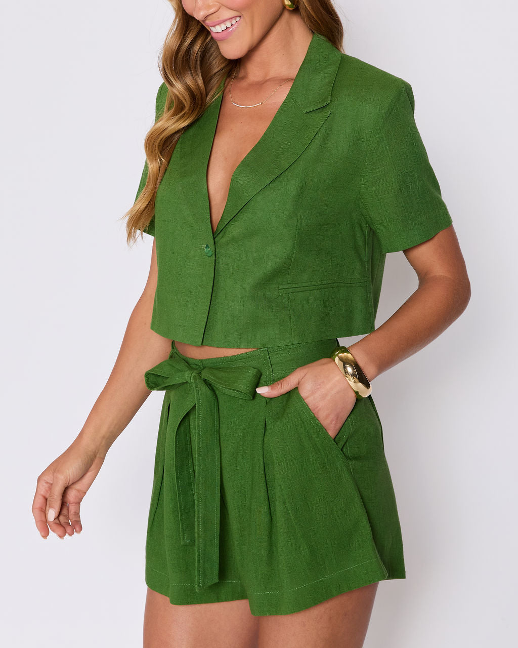 Modern Muse Cropped Short Sleeve Blazer