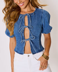 Delilah Denim Tie Front Top