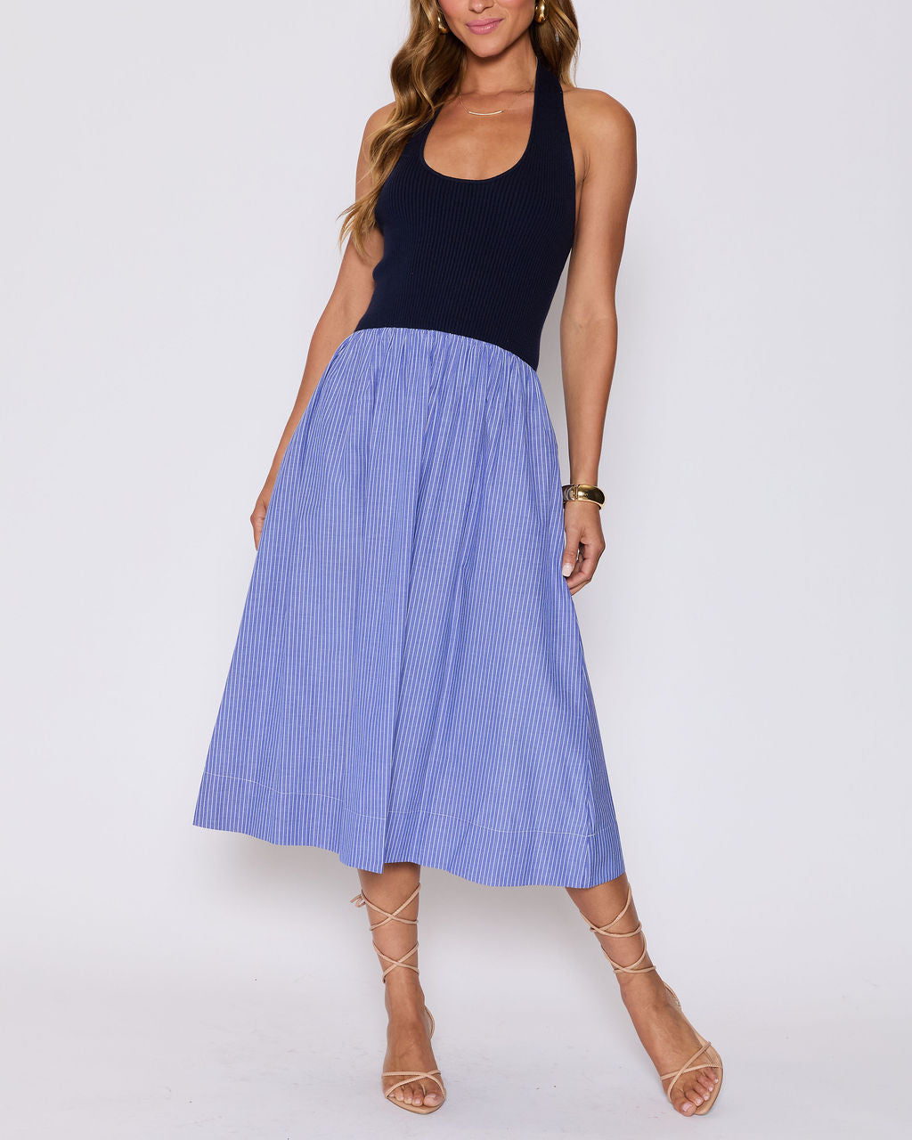 Piper Contrast Knit Halter Maxi Dress